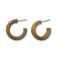 Boho Retro Wooden Lightweight Geometric C Hoop Earrings Natural Wood Stud Earrings for Women - color: Brown