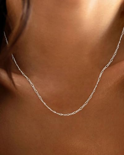 Gold/Silver Chain Necklace for Women Trendy - 925 Sterling Silver Dainty Waterproof Hypoallergenic Sturdy 18K Gold Plated Necklaces Jewelry Gift 14-20 Inch - color: Sterling Silver, size: 16"+2"