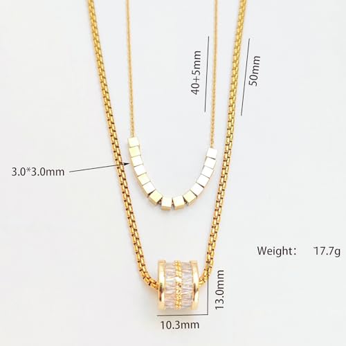 Gold Necklaces for Women Gifts - 14K Gold Plated Necklace for Women Necklaces for Her Tiny Fashion Jewelry for Teens，for Women Friends Jewelry Gifts，Necklace Gold Jewelry Birthday Gifts - style: Double layered necklace
