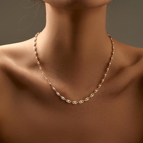 Beaded Choker Necklaces for Women 18k Gold Plated Dainty Gold Choker Necklaces for Women - style: Gold and Small Pearls