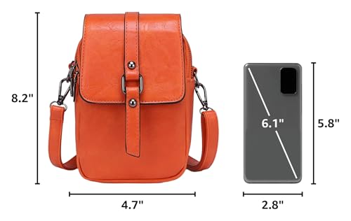 myfriday Vintage Crossbody Phone Bag for Women, Small PU Leather Shoulder Purse and Handbag - color: A-orange