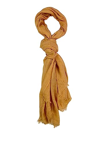 Humble Hilo Womens Woven Bohemian Style Gauze Scarf,Shawl, Head Wrap Fringed Edge Lightweight, Long Folds Small - color: Caramel