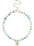 Sacina Boho Hippie Sun Necklace, Crystal Choker Necklace, Boho Necklace, Hippie Necklaces, Christmas Jewelry Gift For Women - color: green