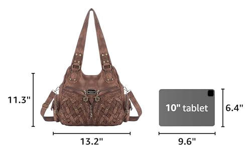 Angel Barcelo Purses for Women Large Shoulder Bag Soft Hobo Bags for Women - color: Brown