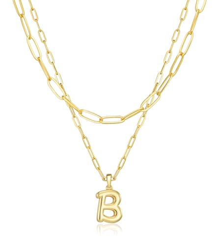 adoyi Dainty Heart Initial Necklaces 14K Gold Plated Layered Letter A-Z Pendant Necklace Stack Trendy Jewelry Birthday Valentines Gifts for Women Jewelry - color: Gold-Letter, style: B