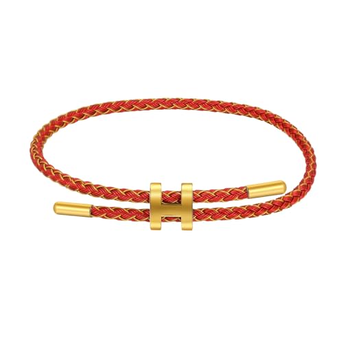 AIMADE Bracelets for Women Adjustable Charm Bracelet, 18k Gold-plated Buckle Design Titanium Steel Wire Rope Women's Gift Jewelry - color: Gold-Red