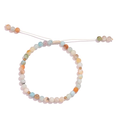 Softones 6mm Natural Stone Anklet for Women Gemstone Ankle Bracelets for Women Healing Energy Crystal Anklets Adjustable(8.5-10 Inches) - color: amazonite