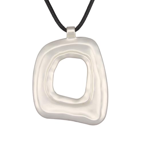 Bohemian Women's Leather Long Pendant Necklace Sweater necklace Adjustable Retro Woven Handmade Jewelry - color: Silver Square