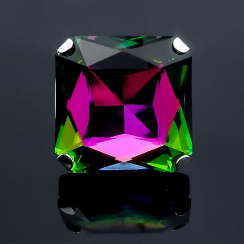 Large Different Color Square Sparking Rhinestone Ring, Exaggerated Vintage Geometric Crystal Glass Rings for Women Oversized Big Chic Party Jewelry Gift - color: Colorful