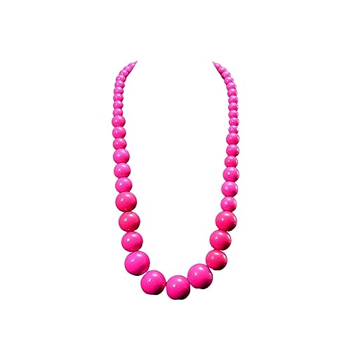 Fuqimanman2020 Chunky Large Simulated Pearl Choker Necklace Drop Dangle Earrings Crystal Bib Big Round Beaded Strand Multicolor Costume Statement Wedding Jewelry Set for Women Brides - color: Wooden Pink