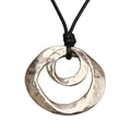 GelConnie Leather Necklace for Women Round Wooden Pendant Long Leather Choker Vintage Sweater Necklace Gold Chunky Boho Necklaces for Women - style: 2 Circles Silver Necklace