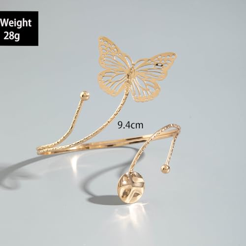 Pingyongchang Arm Cuff Upper Arm Band Cuff Bracelet Bangle for Women Silver Gold Boho Adjustable Flower Butterfly Sun Moon Armband Set Birthday Friendship Gift Holiday Beach Jewelry - style: H Gold