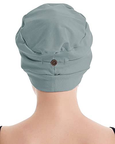 osvyo Cotton Chemo Turbans for Women Cancer Hairloss hat - Cotton Lightweight Headwear Sealed Packaging - color: Cotton Light Blue Grey