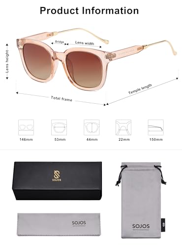 SOJOS Classic Square Polarized Sunglasses Womens Mens Retro Trendy UV400 Sunnies SJ2050 - color: Brown/Brown