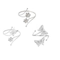 COLORFUL BLING 3PCS Upper Arm Bracelet Gold Silver Chunky Cuff Bracelets Flower Butterfly Armband Set for Women Irregular Minimalist Open Wide Coil Band Bangle Boho Jewelry - style: Set 2