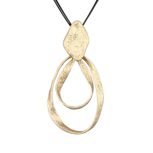 GelConnie Leather Necklace for Women Large Pendant Long Brown Necklace Circle Leather Choker Vintage Sweater Necklace Gold Chunky Boho Necklaces for Women - style: Big Circles Pendant