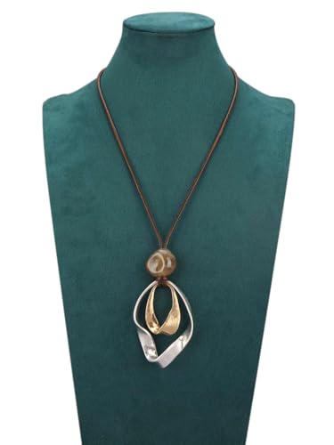 Jeilwiy Leather Necklace for Women Funky Necklace Choker String Cord Necklace with Pendant Boho Style Jewelry - style: Twisted Pendant Necklace