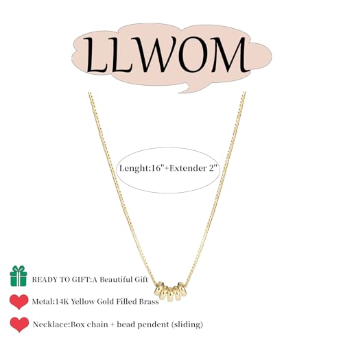 LLWOM Gold Necklace for Women-14k Gold Plated Infinity Necklace Star Of David Necklace Evil Eye Cross Pendants Heart Dainty Gold Necklace For Women - color: Gold, style: Bead Box Gold