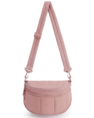 BAGSMART Crossbody Bags for Women Travel Purse, Puffer Bum Bag Handbag Wallets, Crossbody Fanny Packs for Travel & Work - color: Dark Pink