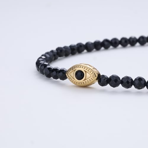 COAI Evil Eye Anklet for Women, Summer Waterproof Anklet for Women Lapis Lazuli Moonstone Black Tourmaline Ankle Bracelet - style: Black Tourmaline