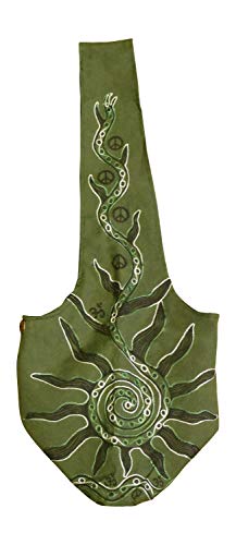 Mandala Crafts Hippie Bag, Large Boho Hobo Purse for Women, Crossbody Shoulder Sling Bags for Indie Style Bohemian Accessory - style: Green Sun