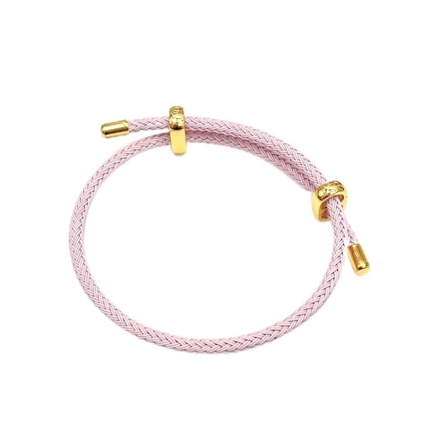 Caiyao Unisex Steel Rope Bracelet Couple Bracelet Simplicity Fashion Titanium Buckle Adjustable Wire Rope Bracelet for Women Men Jewelry Gift - color: pink