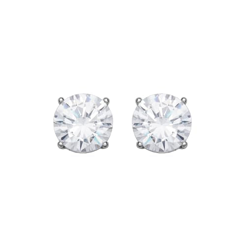 Amazon Essentials Plated Sterling Silver Cubic Zirconia Stud Earrings (Round & Princess) - color: White/Platinum, size: 8.5 mm, style: Round Cut