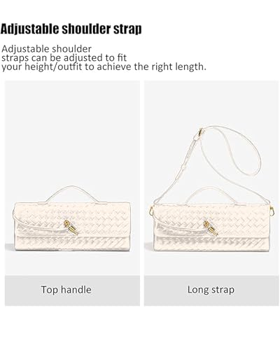 NEWBELLA Handwoven Women's Clutch Purse, Crossbody Bag with Adjustable Strap for Evening & Casual Use - color: White