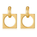 MUYAN Gold Silver Geometric Drop Dangle Earrings for Women Brushed Link Square Dangle Earrings Trendy Jewelry - color: A Gold