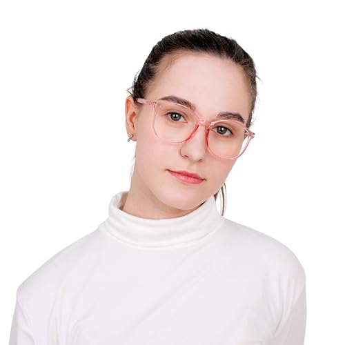LifeArt Round Blue Light Blocking Glasses, Computer Glasses, Gaming Glasses, TV Glasses for Women Men (Clear Pink, No Magnification) - color: 11_days_clear Pink, size: +0.00(No Magnification)