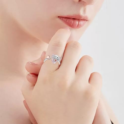 Axolotl Rings 925 Sterling Silver Axolotl Ring Cute Axolotl Jewelry Gift for Women Girls Daughter - color: July