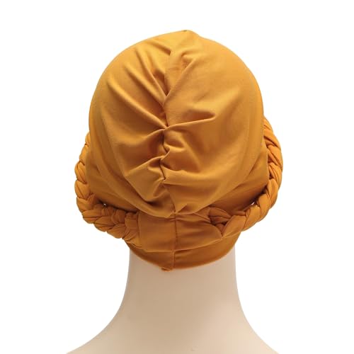 ZLYC Chemo Headwear for Women Pre Tied Turban Headwear Lightweight Beanie Hat - color: Braid Yellow