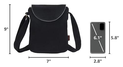 OPQRSTU Women's Retro Small Size Canvas Shoulder Bag Hippie Boho Crossbody Handbag - color: Black#2