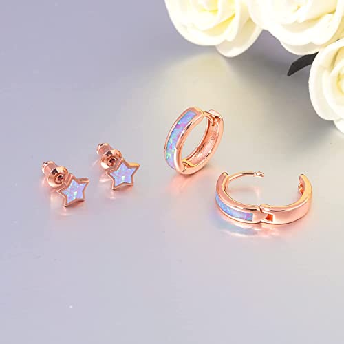 CiNily Huggie Earrings Opal Hinged Hoop Earrings Gold Plated Hypoallergenic Small Hoop Earrings for Women Teen Girls Men Sensitive Ears - color: Pink-Pink