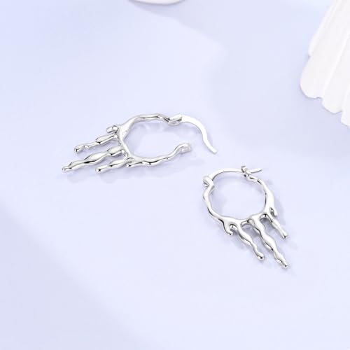NARMO 925 Sterling Silver Hoop Earrings for Women Hypoallergenic Lightweight Simple Huggie Hoop Earrings Twisted Hoop Earrings Colorful Cubic Zirconia Hoop Earrings Rainbow Hoop Earrings - color: Liquid Droplet
