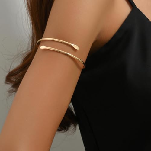 Long tiantian Gold Arm Cuff Upper for Women Bangle Bracelets Upper Arm Cuff Bracelet Trendy Armband Beach Jewelry Trendy Stuff Gifts - color: A5:gold Arm Cuff