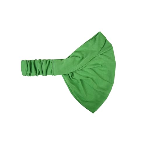 Motique Accessories Wide Cotton Head Band Solid Boho Yoga Style Soft Hairband for Women (Green) - color: Green