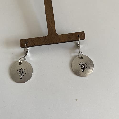 Handmade Lightweight 925 Sterling Silver Dandelion Dangle Drop Earrings for Women Teen Girls Water Drop Vintage Silver Flower Mountain Tree Dangle Earrings Jewelry Gifts for Mom Lover - color: Silver Round 4