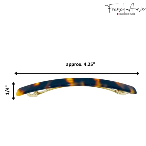French Amie Long and Skinny Bar Yellow Tokyo Large 4 1/4" Celluloid Acetate Handmade Automatic Hair Clip Barrette with No Slip Sturdy Silver Clasp for Women and Girls, Made in France (Yellow Tokyo) - color: Yellow Tokyo