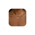 CAROVO Gold Necklace for Women Dainty 14K Gold Plated Choker Cross Flower Cubic Zirconia Necklaces Simple Layered Gold Chain Trendy Jewelry Gifts for Women - style: A:Layered Cross Necklace
