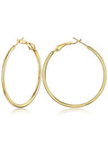 FOCALOOK 14K Gold Plated Lightweight Large Hoops| 2mm Thin Hoop Earrings for Women 30/40/50/70/100mm - color: 01.Gold, size: 40mm