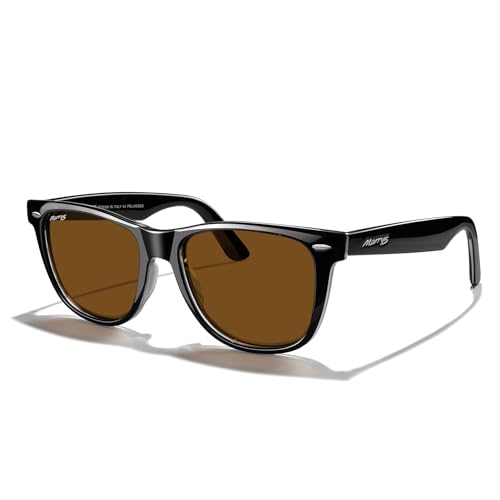MERRY'S Classic Square Shape Polarized Sunglasses for Womens Mens Retro Designer UV400 Sun Glasses S6140 - color: Black&tra Frame/Brown Lens