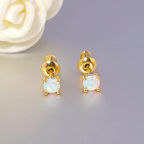 CiNily Huggie Earrings Opal Hinged Hoop Earrings Gold Plated Hypoallergenic Small Hoop Earrings for Women Teen Girls Men Sensitive Ears - color: Gold Plated-White