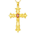 14K Gold Cross Necklace Gold Cross Pendant Necklace Christian Faith Jewelry Gifts for Women - style: D-Baroque Cross