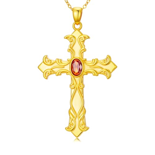 14K Gold Cross Necklace Gold Cross Pendant Necklace Christian Faith Jewelry Gifts for Women - style: D-Baroque Cross