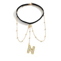 Letter Initial Leg Chain Thigh Jewelry for Women Summer Beach Bead Leg Chain Name Elegant Elastic Body Chain Jewelry - color: N
