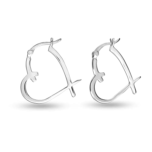 LeCalla 925 Sterling Silver Heart Hoop Earrings for Women | Love Theme Heart Shaped Hoop Earring | Womens Italian Love Heart Earrings Hoops - color: Love Heart Shape