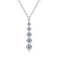 Moissanite Drop Pendant Necklace for Women, 0.92 CT 14K Gold Filled 5-Stone Round Pendant, Trendy Jewelry Gift for Wife Mother Birthday Anniversary Valentines Wedding - color: Silver