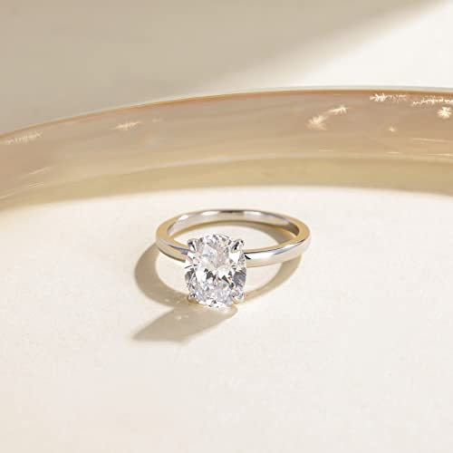 EAMTI 3CT 925 Sterling Silver Engagement Rings Oval Cut Solitaire Cubic Zirconia CZ Wedding Promise Rings for Her Wedding Bands for Women Size 3-11 - color: Sterling Silver-Silver