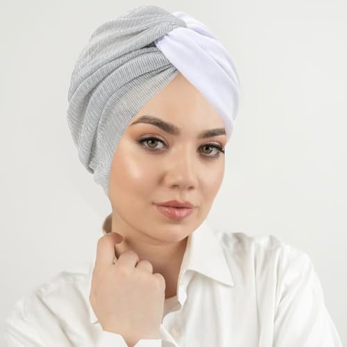 XYIYI Chemo Headwear Turban for Women, Cancer Patients Head Wrap Cover Hat for Hair Loss - color: White